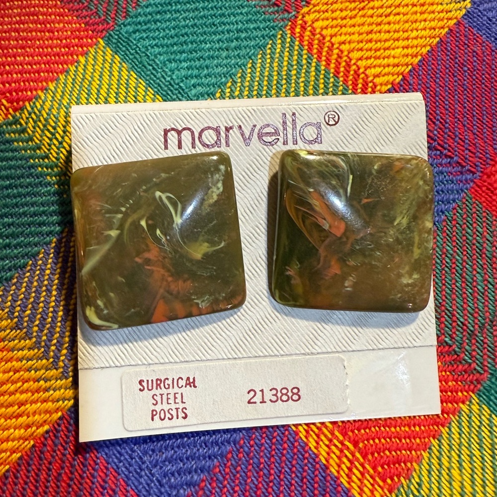 Marvella Square Marblec Earrings